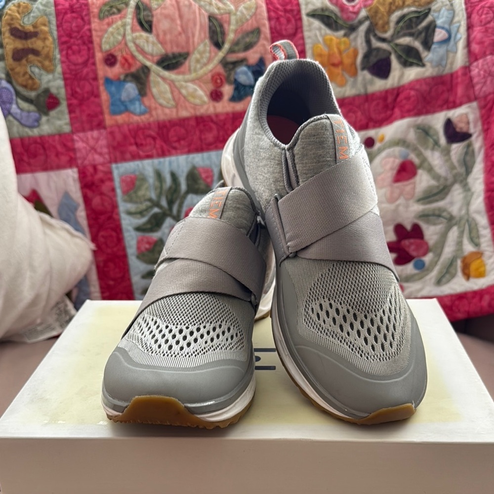 Gray and White Athletic Sneakers